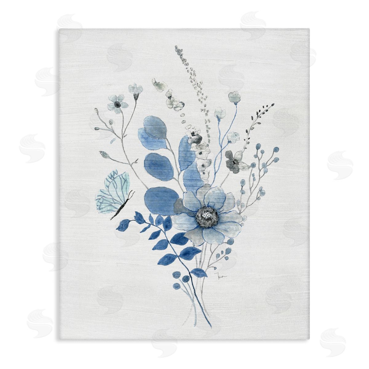 Subtle Blue Wildflowers Canvas Wall Art, Home Decor by Janet Tava