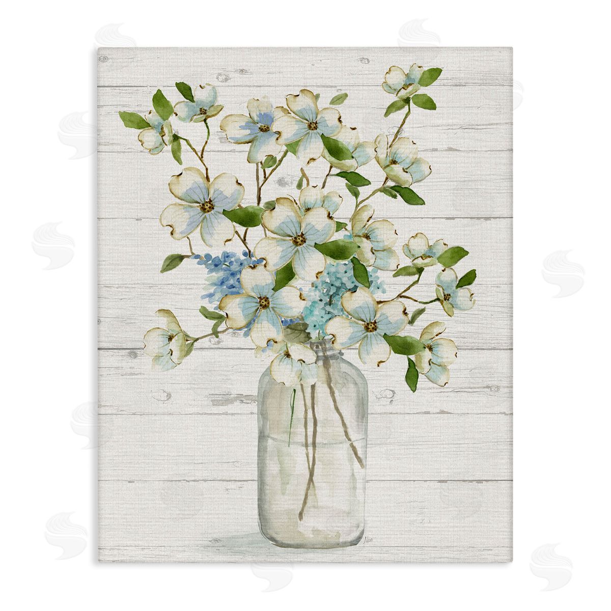 Soft Dogwood Bouquet Canvas Wall Art, Home Decor by Nan