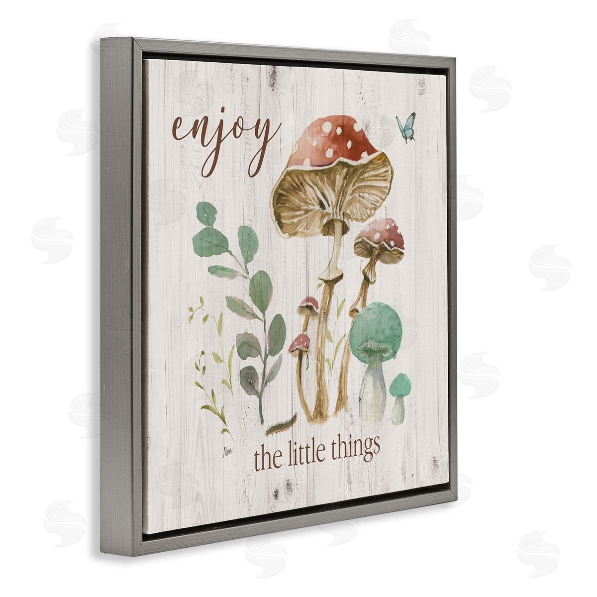 Nan Enjoy Little Things Gray Floating Frame Canvas Wall Art Print