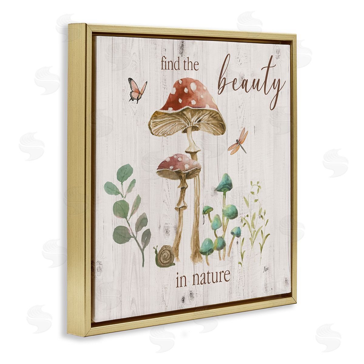 Nan Find Beauty In Nature Gold Floating Frame Canvas Wall Art Print
