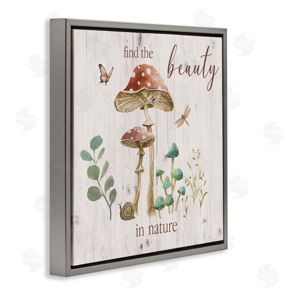 Nan Find Beauty In Nature Gray Floating Frame Canvas Wall Art Print
