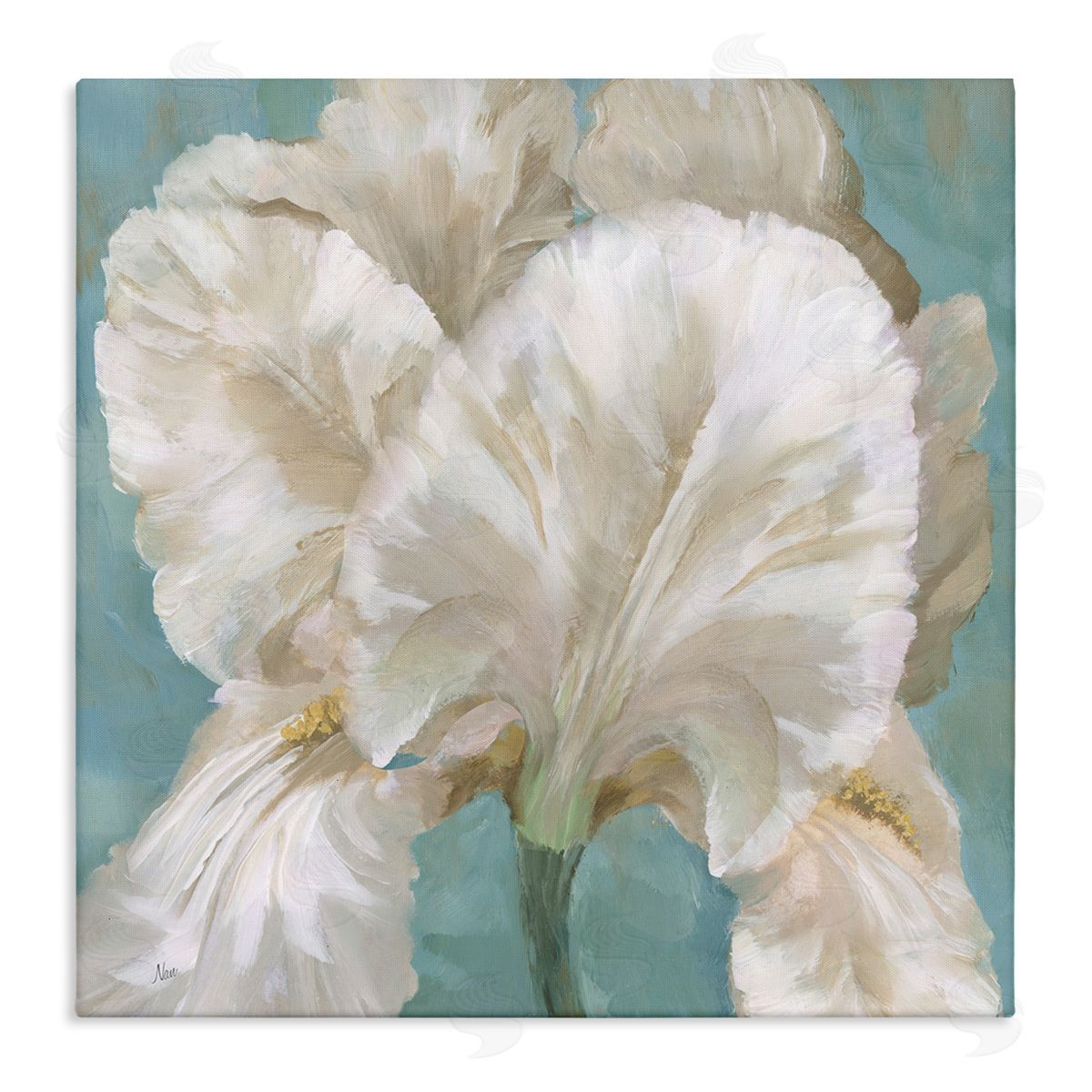 White Iris on Blue Canvas Wall Art, Home Decor by Nan