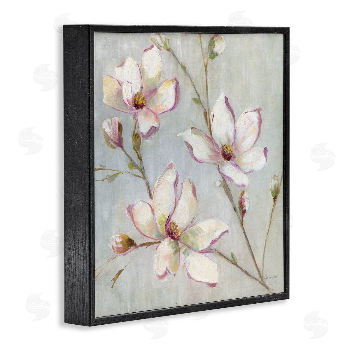 Traditional Apple Blossoms Black Frame Print Wall Art, Home Decor by Sally Swatland