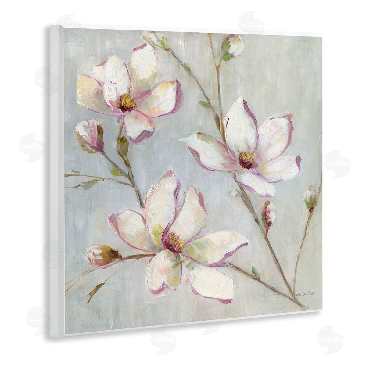 Traditional Apple Blossoms Wood Plaque Wall Art, Home Decor by Sally Swatland
