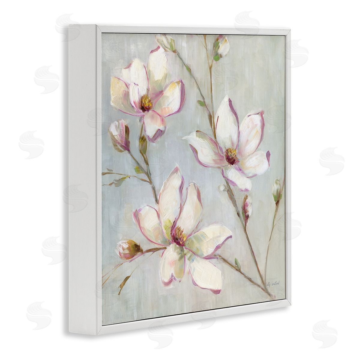 Traditional Apple Blossoms White Frame Print Wall Art, Home Decor by Sally Swatland
