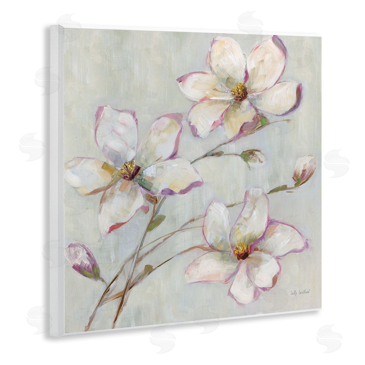 Apple Blossom Botanicals Wood Plaque Wall Art, Home Decor by Sally Swatland