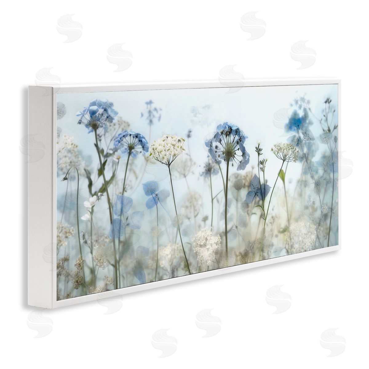 Blue Wildflower Blooms White Frame Print Wall Art, Home Decor by Irene Weisz