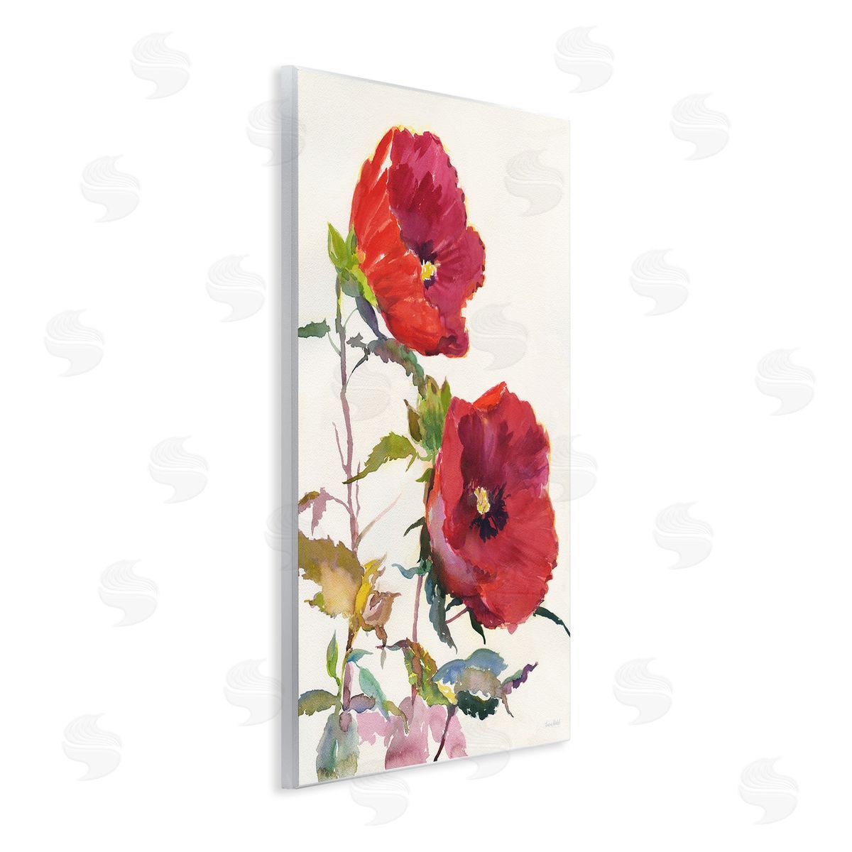 Bold Red Poppies Wood Plaque Wall Art, Home Decor by Theresa Heidel