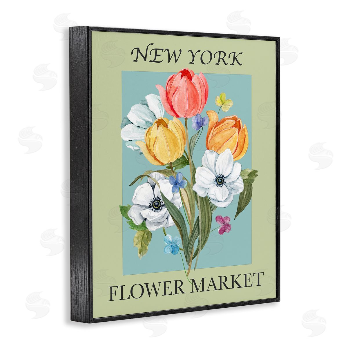 New York Flower Market Black Frame Print Wall Art, Home Decor by Carol Robinson