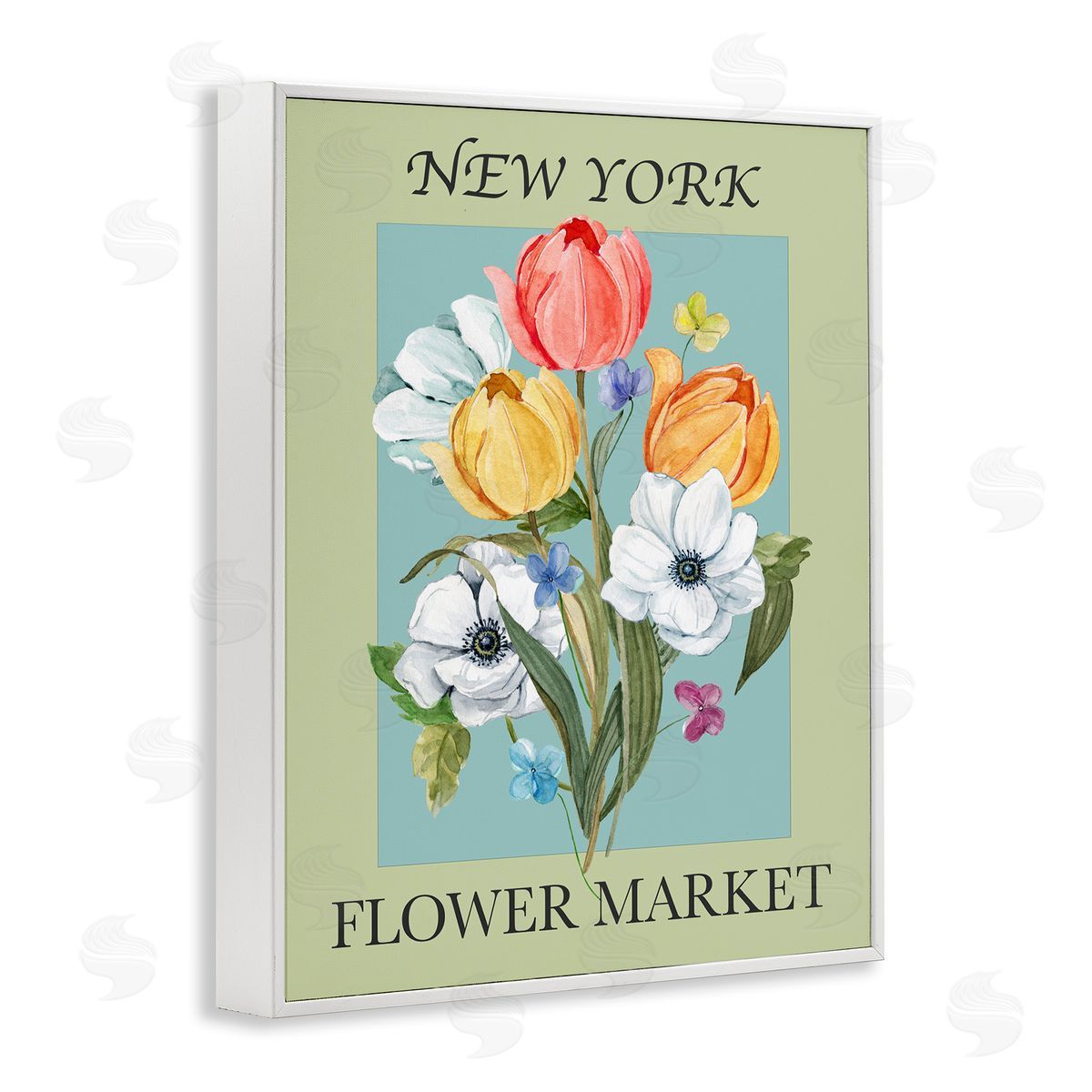 New York Flower Market White Frame Print Wall Art, Home Decor by Carol Robinson