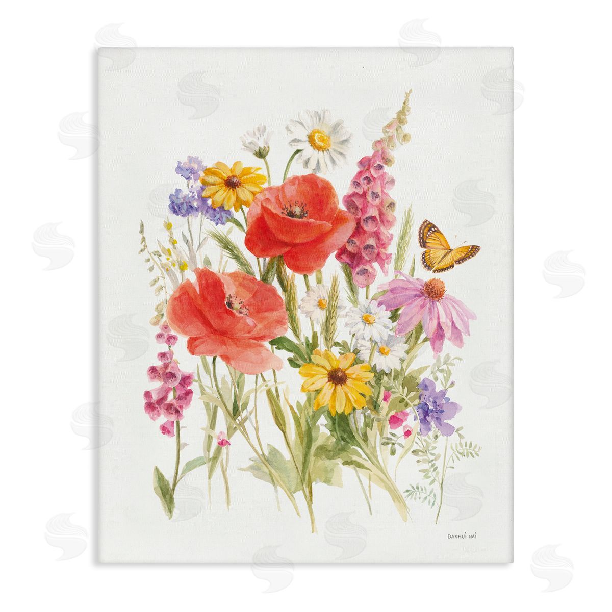 Bright Flowers and Butterfly Canvas Wall Art, Home Decor by Danhui Nai