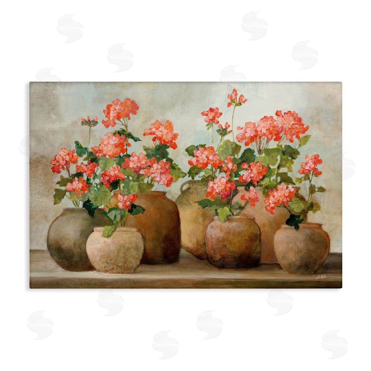 Pink Cottage Geraniums Canvas Wall Art, Home Decor by Julia Purinton