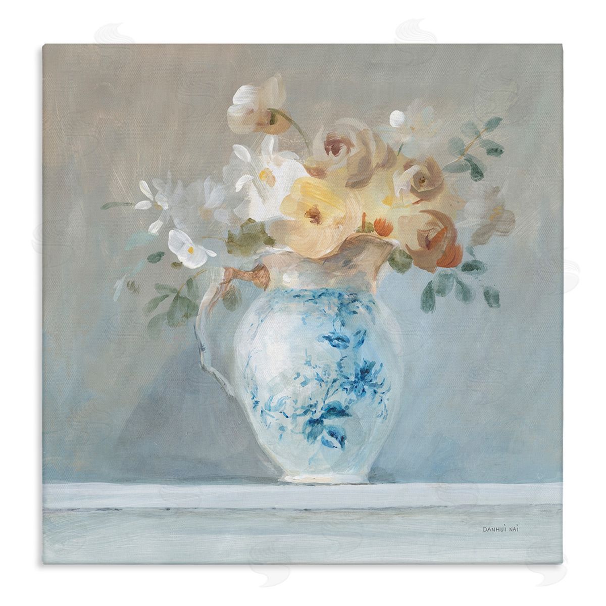Heirloom Flower Bouquet Canvas Wall Art, Home Decor by Danhui Nai