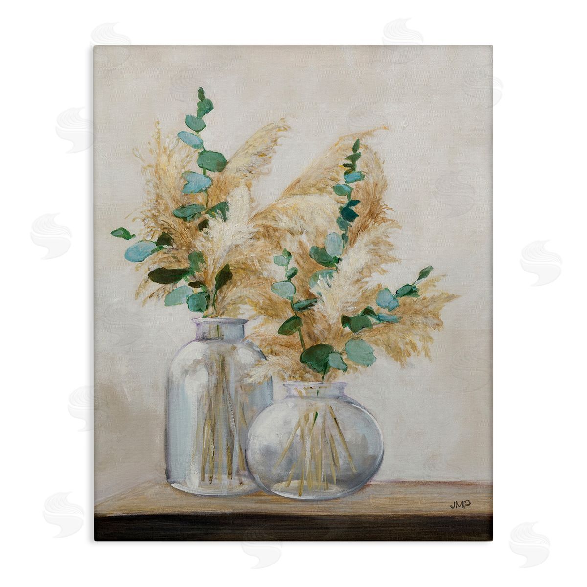 Pampas and Herbs Vase Canvas Wall Art, Home Decor by Julia Purinton