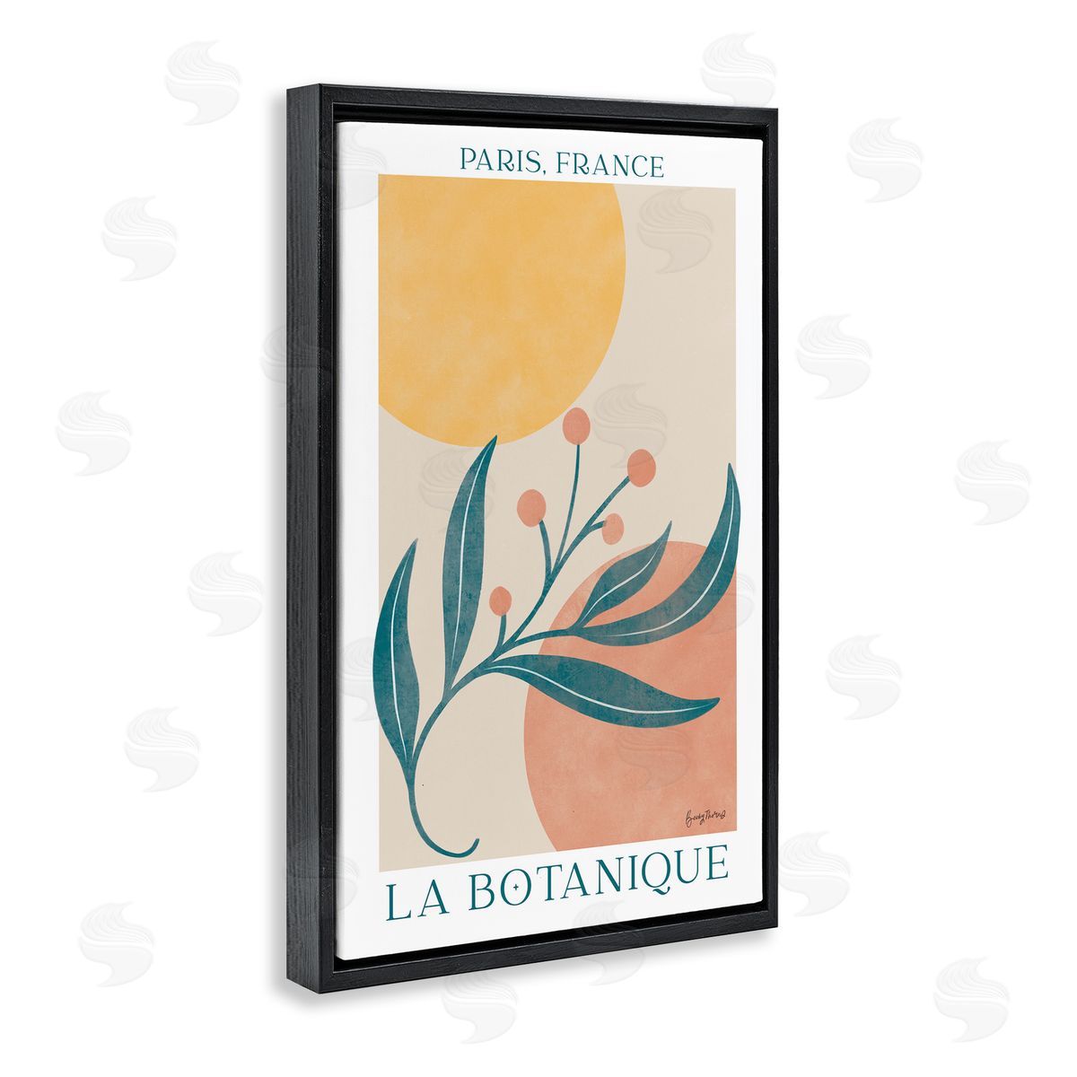 French Botanical Poster Black Floating Frame Canvas Wall Art, Home Decor by Becky Thorns