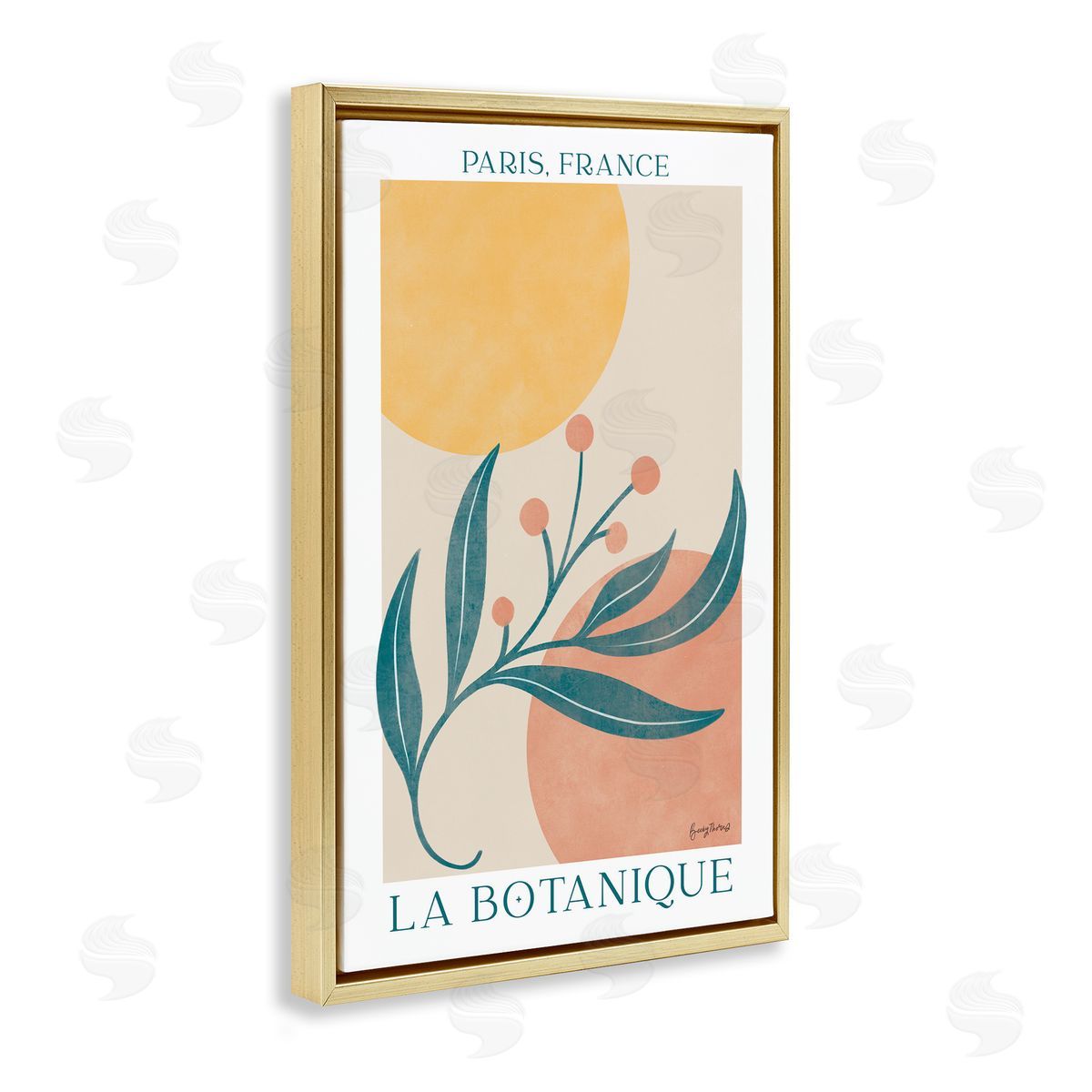 French Botanical Poster Gold Floating Frame Canvas Wall Art, Home Decor by Becky Thorns