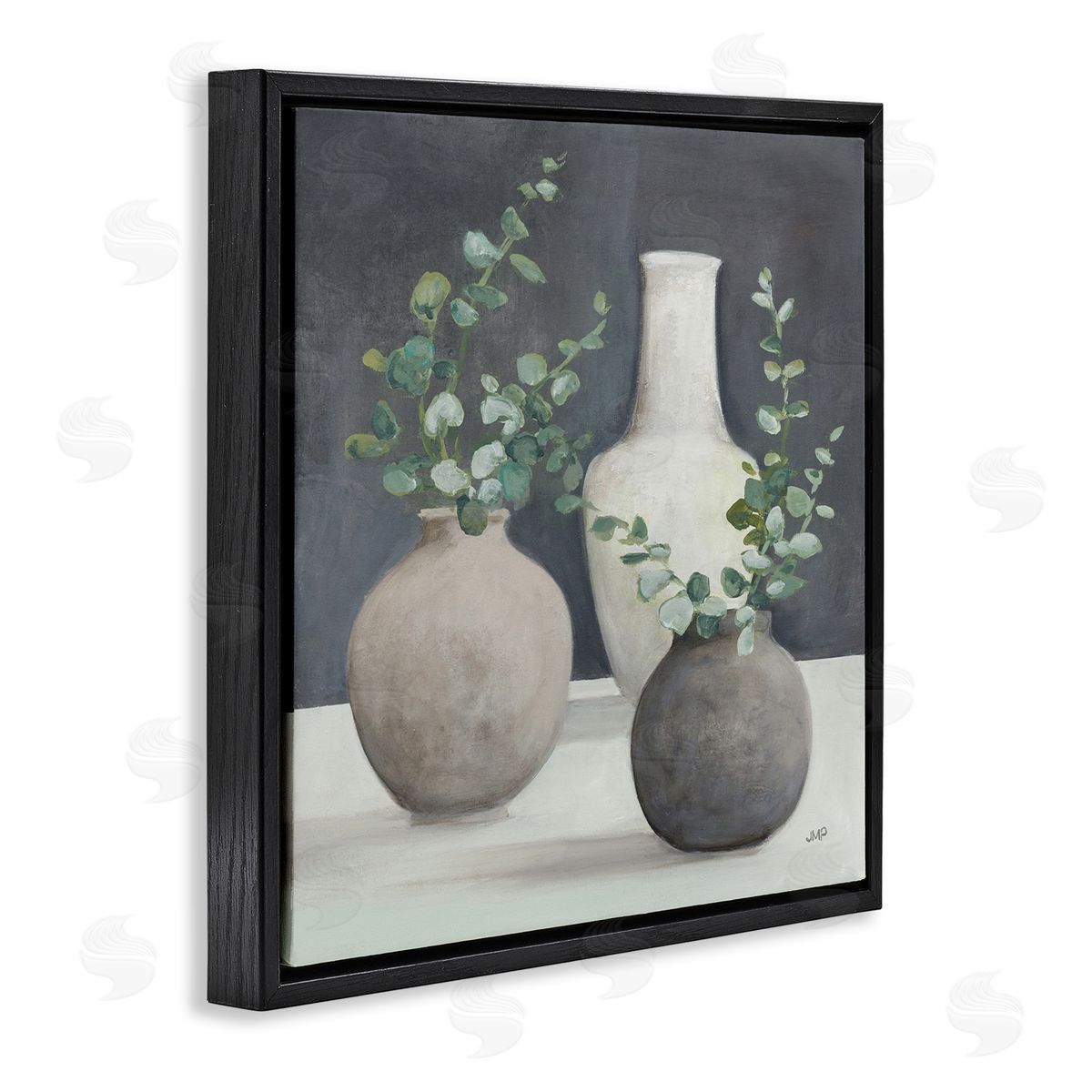 Julia Purinton Fresh Floral Vessels Black Floating Frame Canvas Wall Art Print
