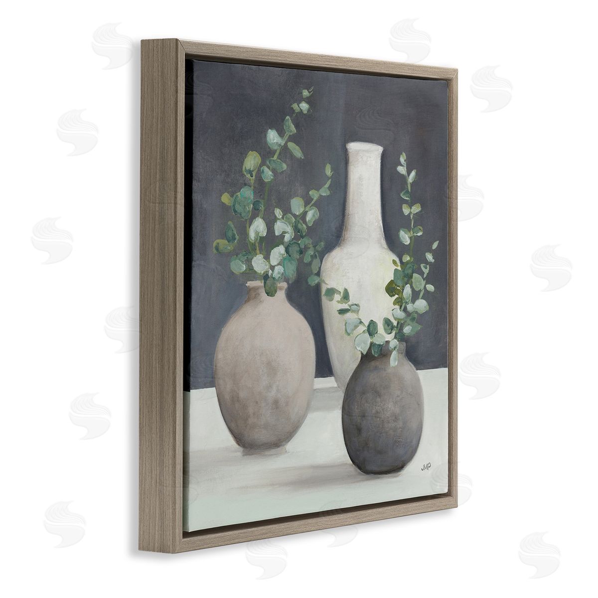 Julia Purinton Fresh Floral Vessels Brown Floating Frame Canvas Wall Art Print