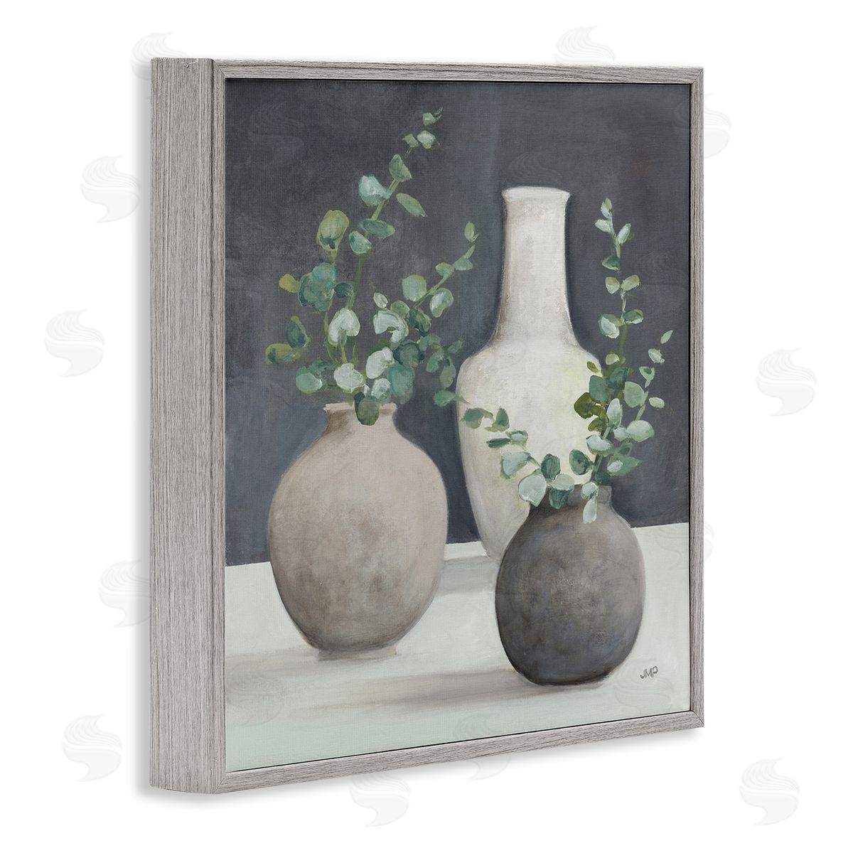 Julia Purinton Fresh Floral Vessels Gray Framed Giclee Wall Art Print