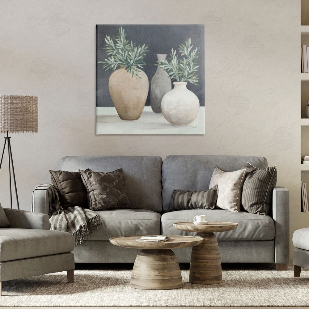 Julia Purinton Botanical Pottery Vessels Canvas Wall Art Print in Room