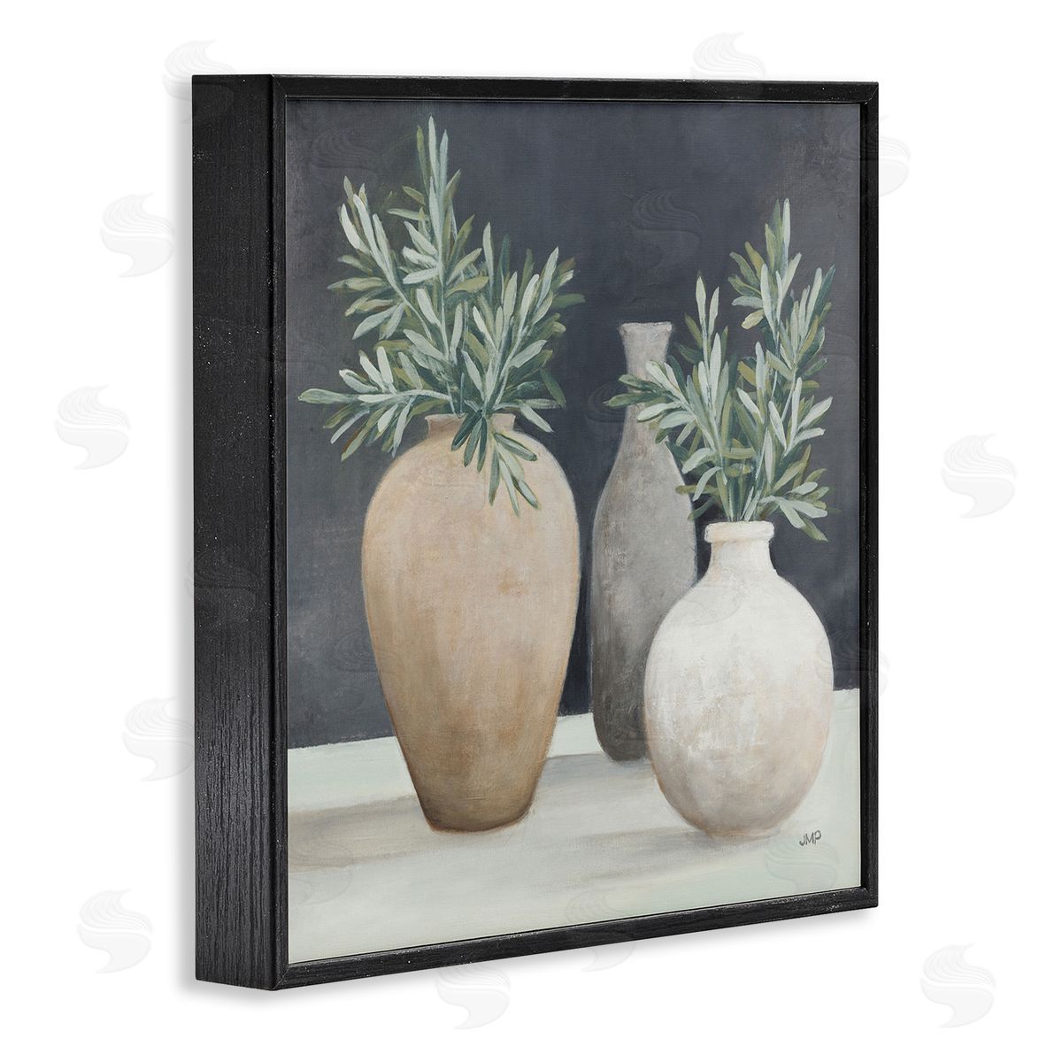 Julia Purinton Botanical Pottery Vessels Black Framed Giclee Wall Art Print
