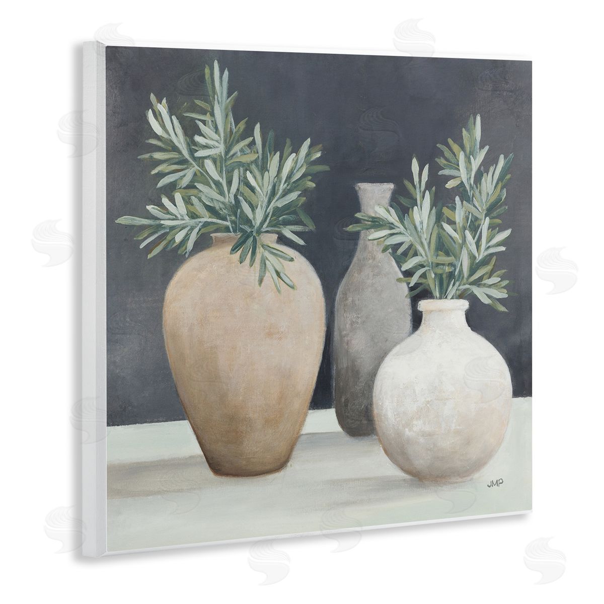 Julia Purinton Botanical Pottery Vessels Wooden Wall Plaque Art Print
