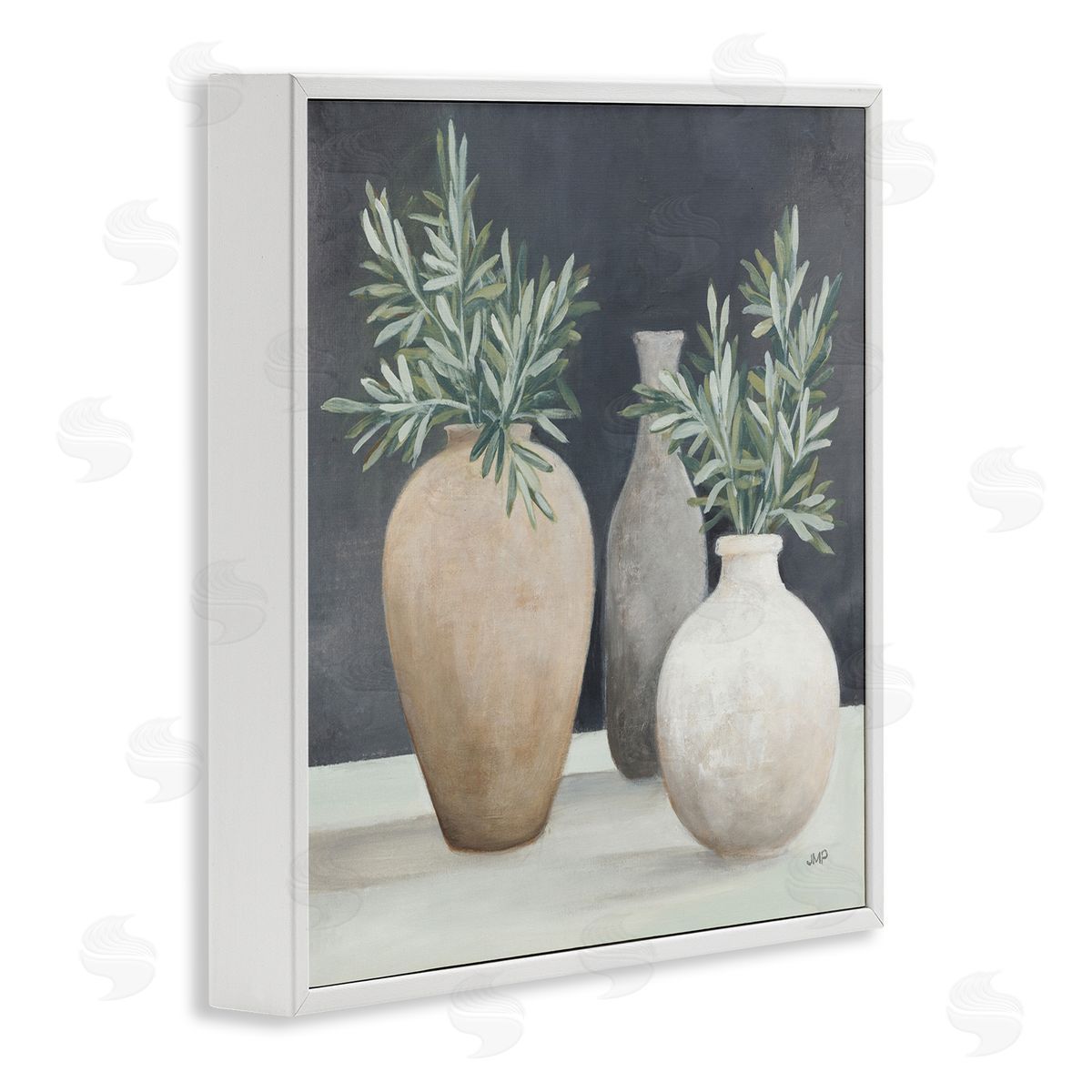 Julia Purinton Botanical Pottery Vessels White Framed Giclee Wall Art Print