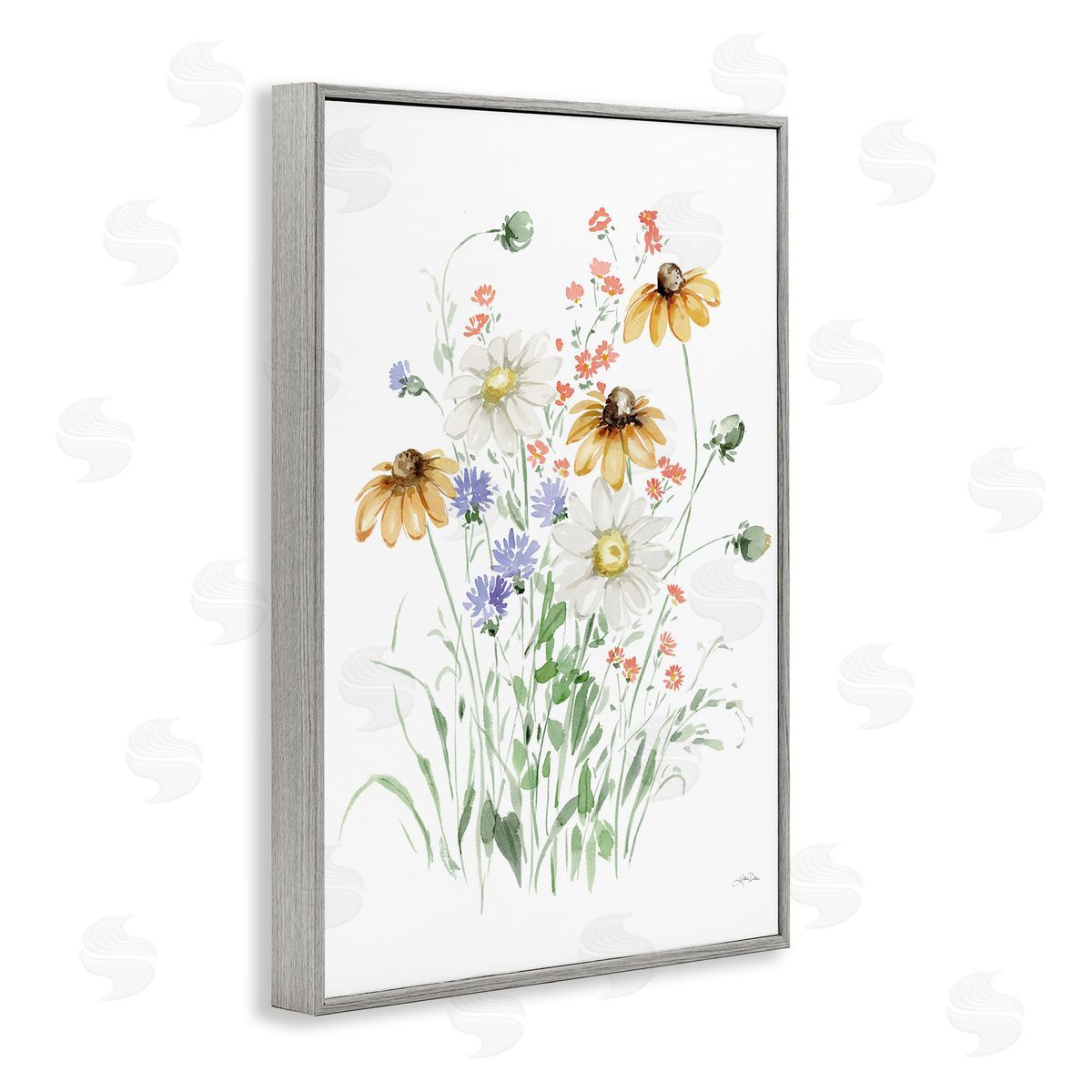Summer Garden Blooms Grey Frame Print Wall Art, Home Decor by Katrina Pete
