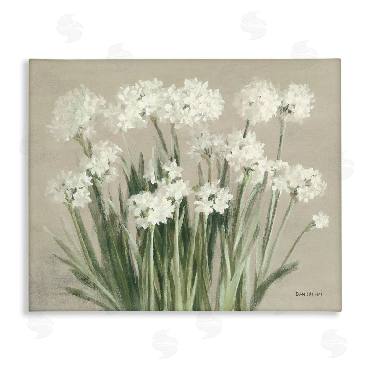 Snowy Floral Paperwhites Canvas Wall Art, Home Decor by Danhui Nai