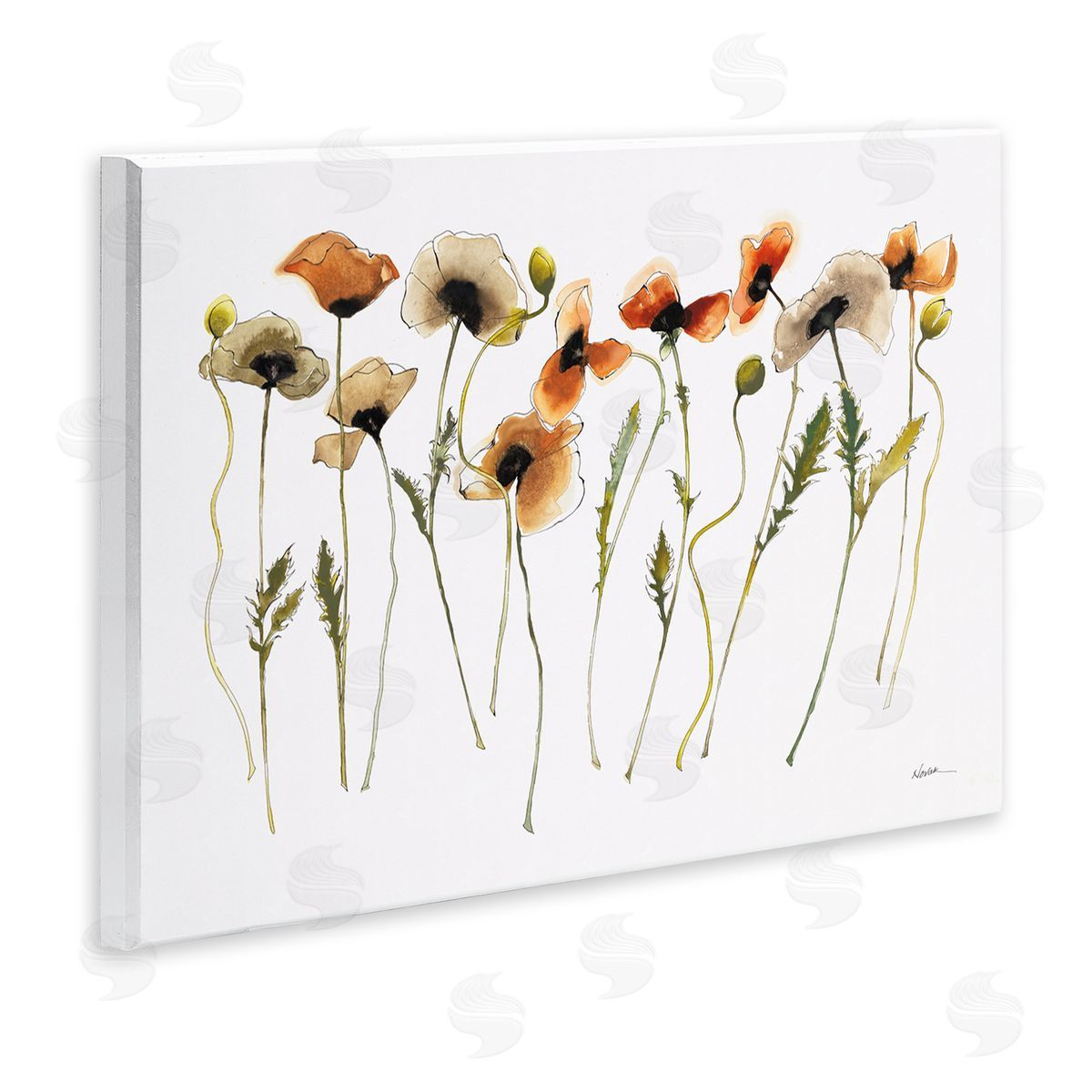 Autumn Poppy Sprigs Wood Plaque Wall Art, Home Decor by Shirley Novak