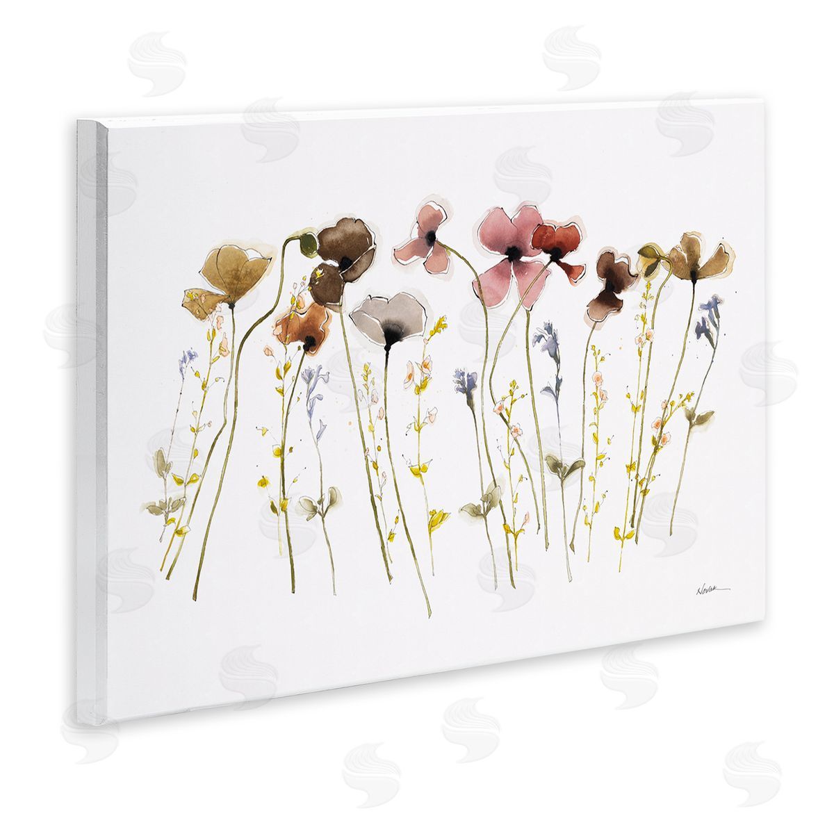 Spring Poppy Sprigs Wood Plaque Wall Art, Home Decor by Shirley Novak