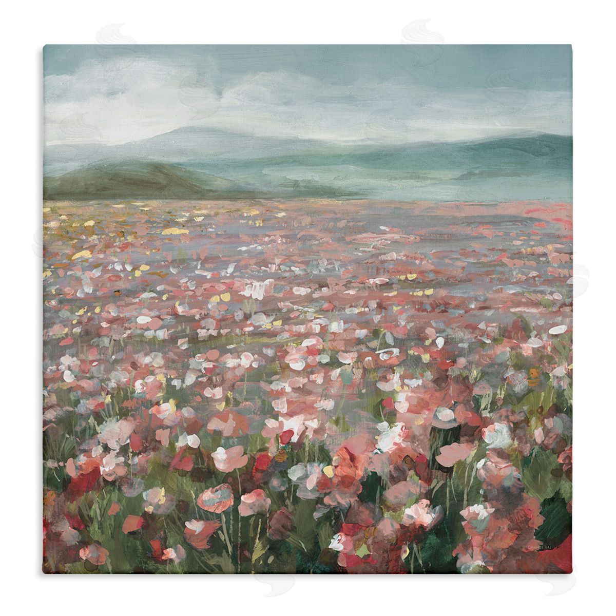 Soft Headland Wildflowers Canvas Wall Art, Home Decor by Danhui Nai
