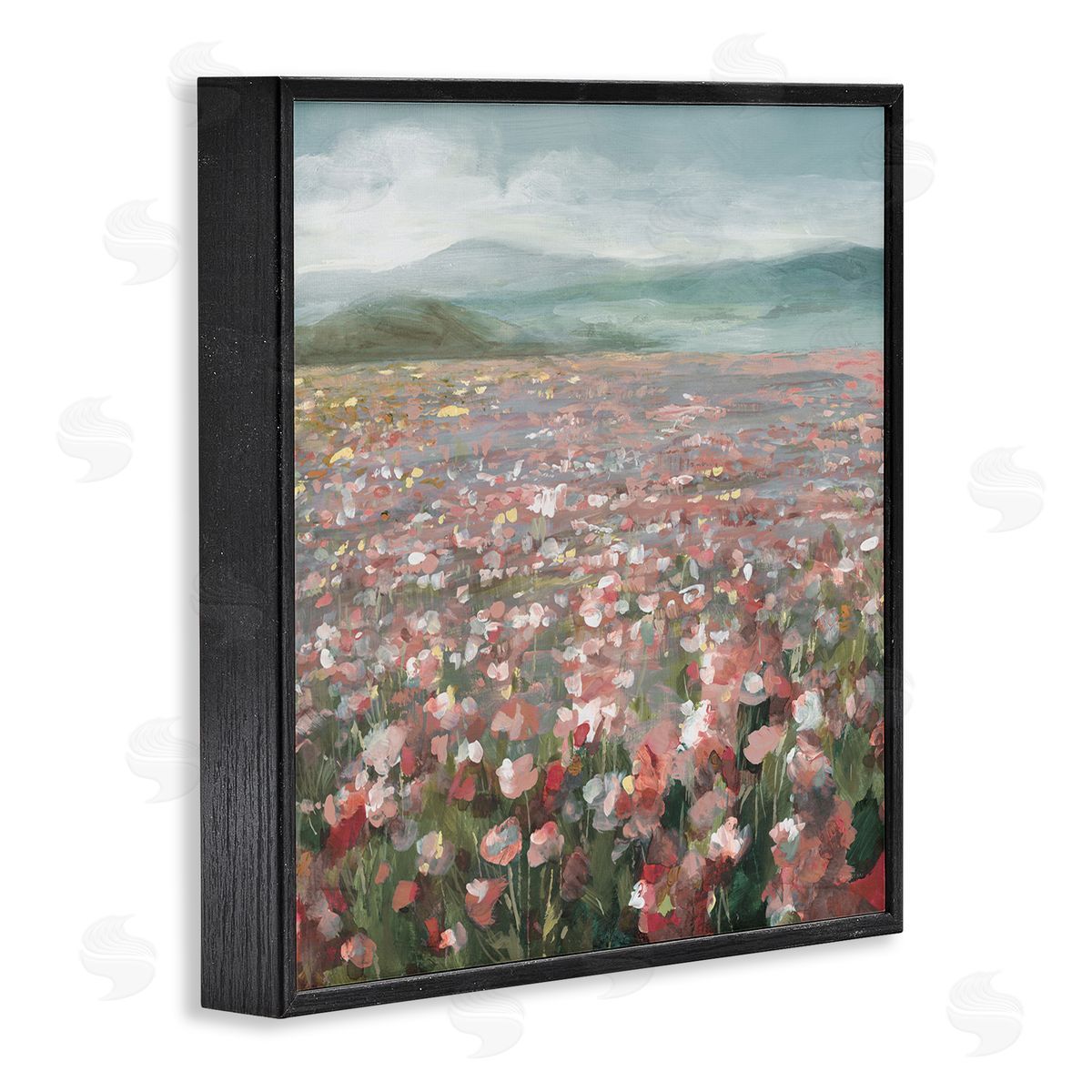 Soft Headland Wildflowers Black Frame Print Wall Art, Home Decor by Danhui Nai