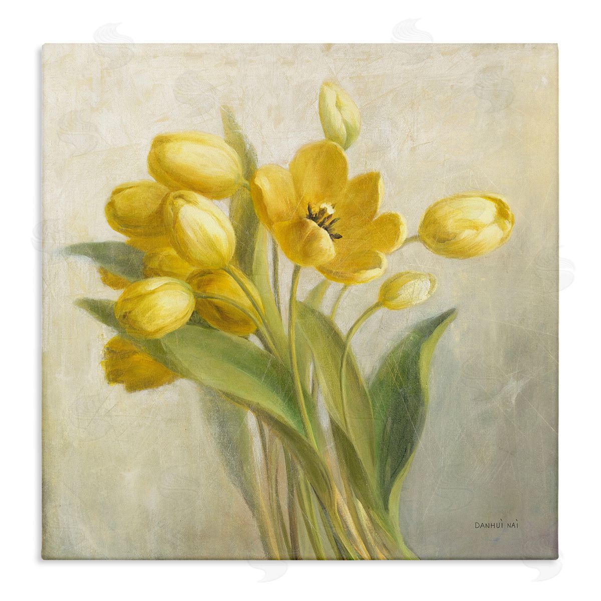 French Yellow Tulips Canvas Wall Art, Home Decor by Danhui Nai