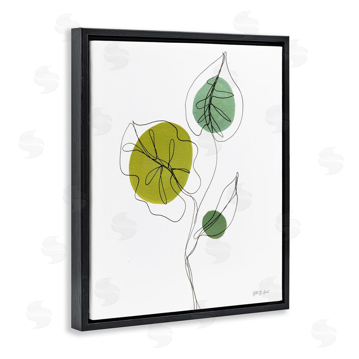 Leafy Garden Delight Black Floating Frame Canvas Wall Art, Home Decor by Yvette St. Amant