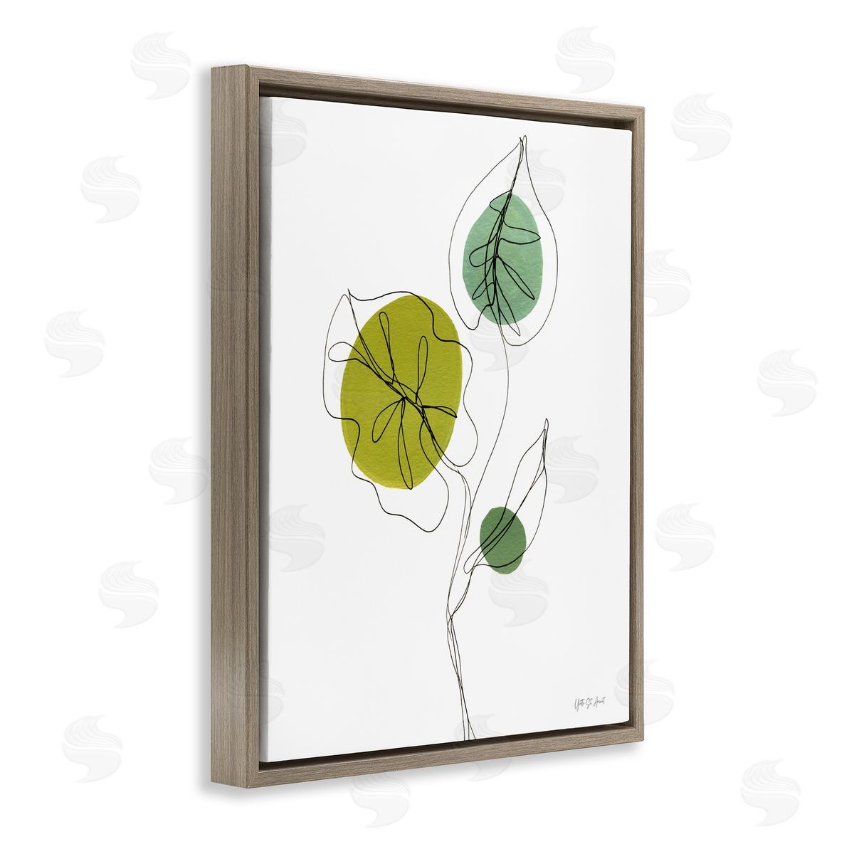 Leafy Garden Delight Brown Floating Frame Canvas Wall Art, Home Decor by Yvette St. Amant