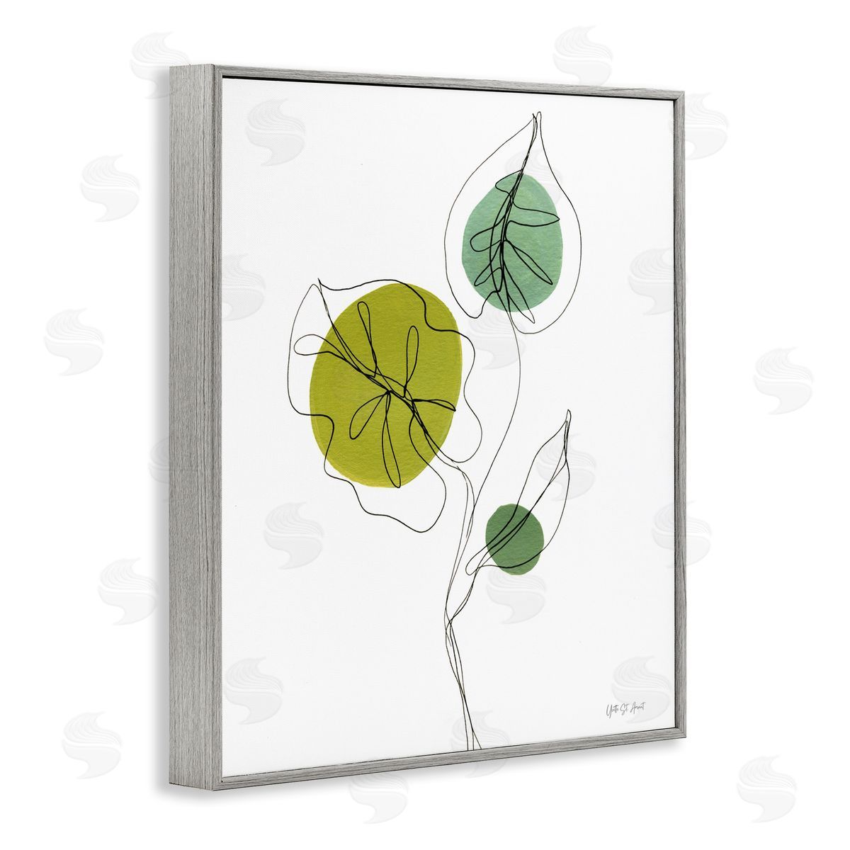 Leafy Garden Delight Grey Frame Print Wall Art, Home Decor by Yvette St. Amant