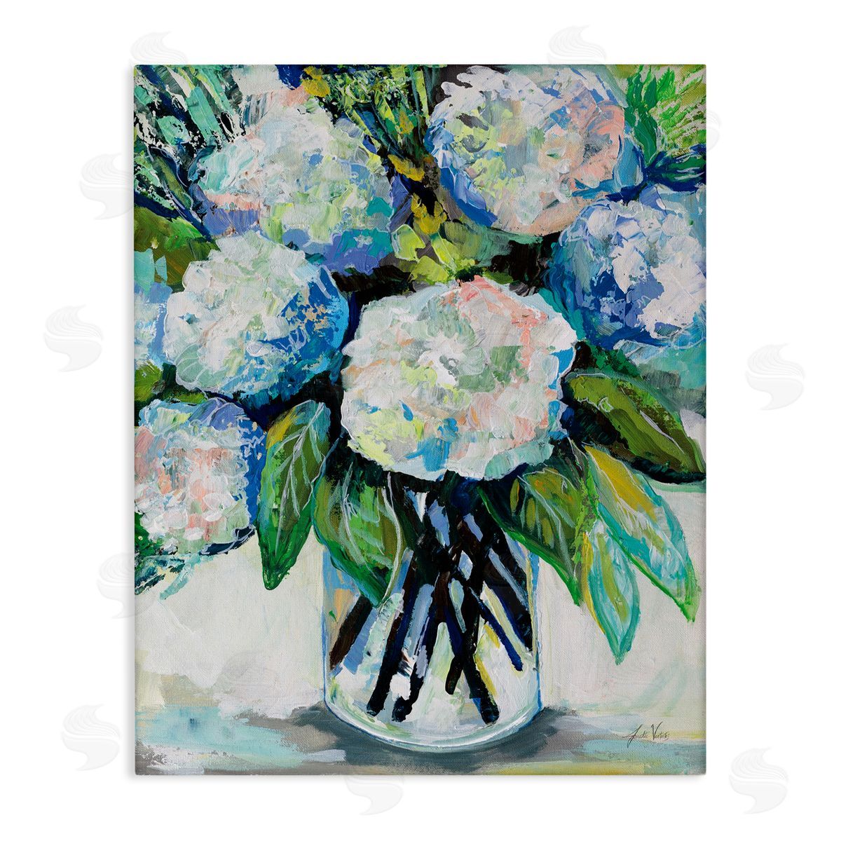 Abundant White Hydrangeas Canvas Wall Art, Home Decor by Jeanette Vertentes
