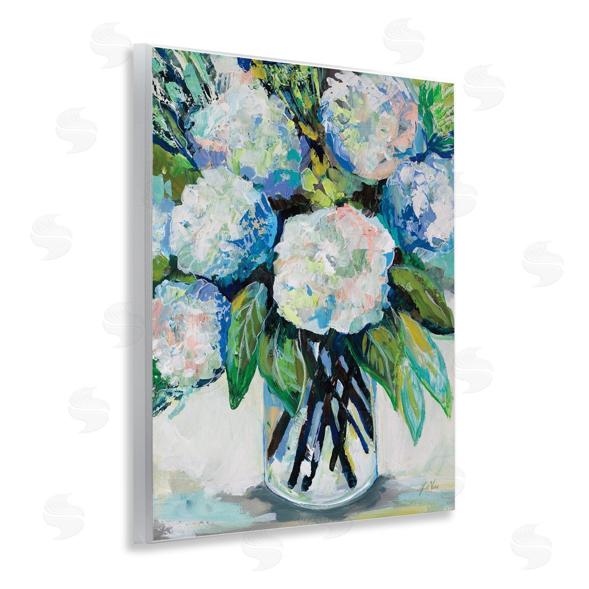 Abundant White Hydrangeas Wood Plaque Wall Art, Home Decor by Jeanette Vertentes