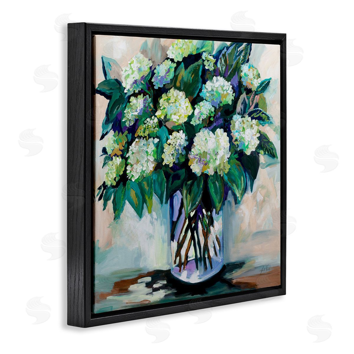 Full Jaimes Bouquet Black Floating Frame Canvas Wall Art, Home Decor by Jeanette Vertentes