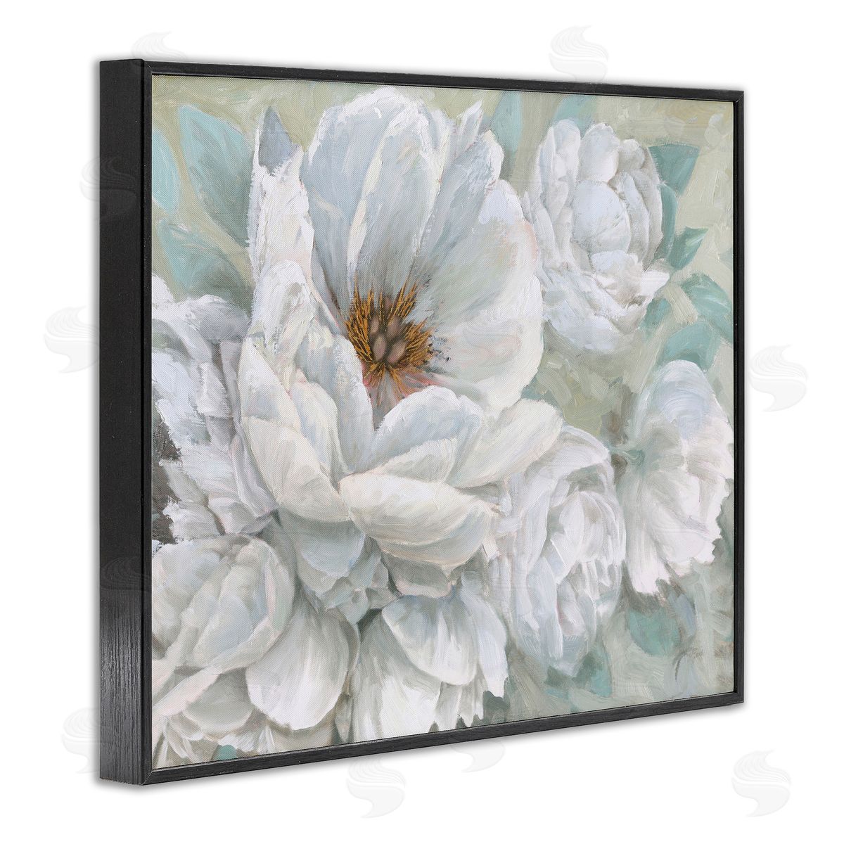 White Beauty Bouquet Black Frame Print Wall Art, Home Decor by Wellington Studio
