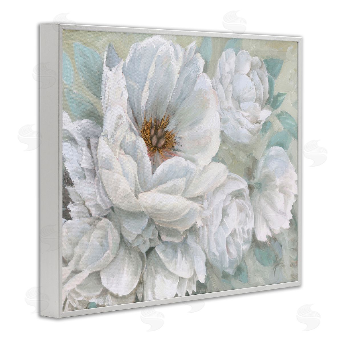 White Beauty Bouquet White Frame Print Wall Art, Home Decor by Wellington Studio
