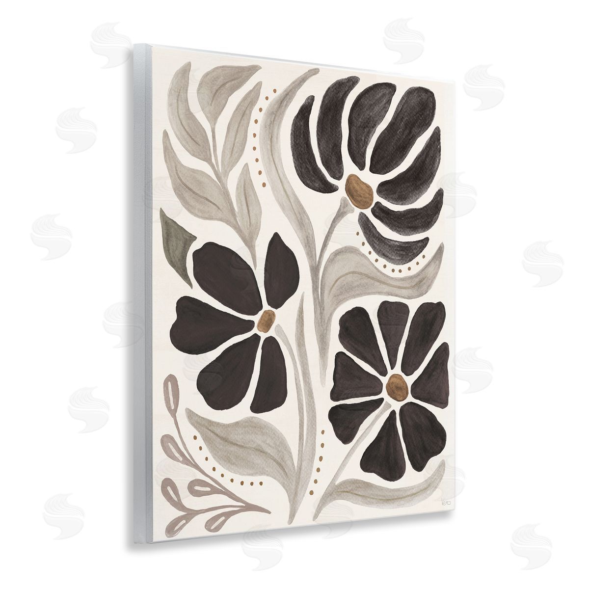 Boho Curved Petals Wood Plaque Wall Art, Home Decor by Veronique Charron