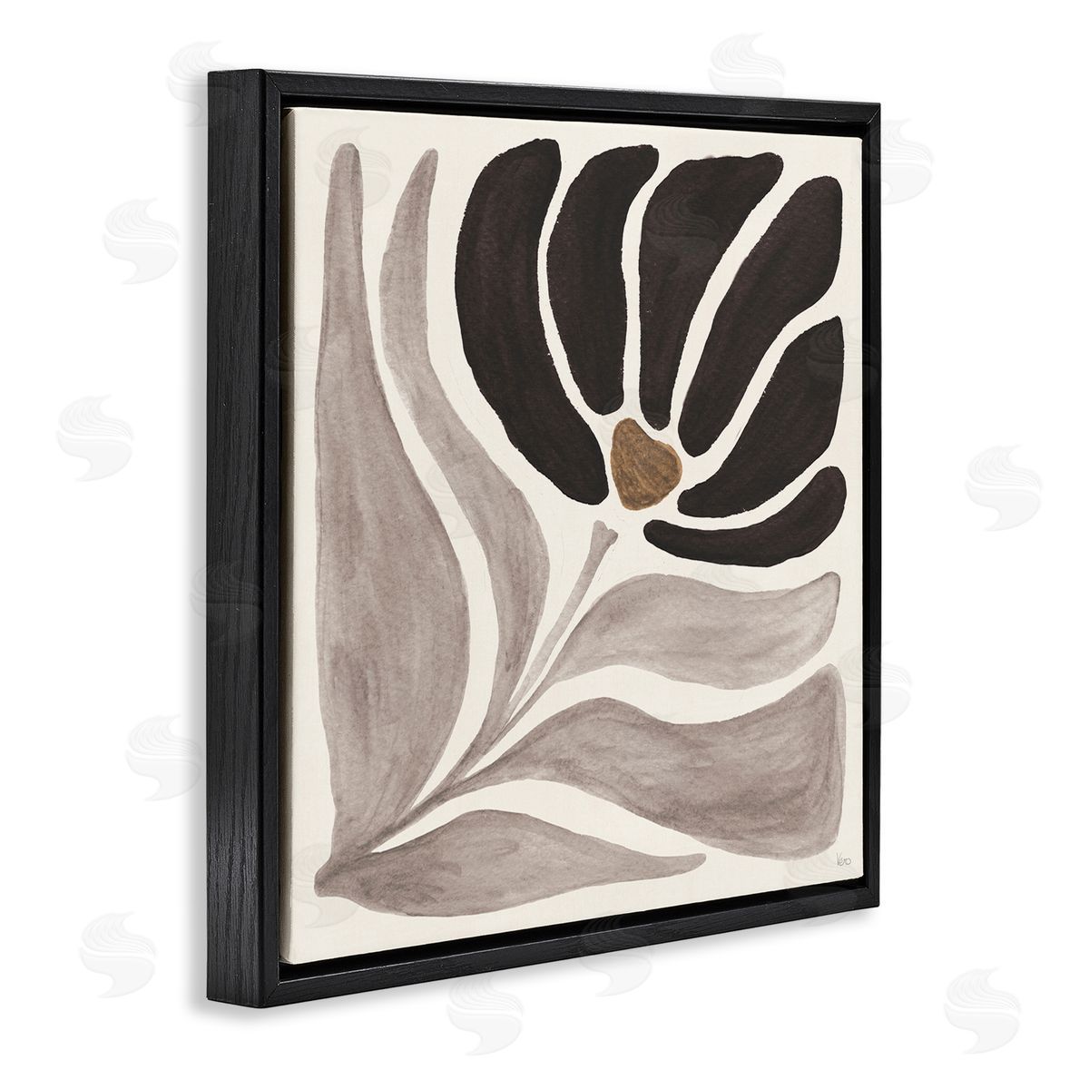 Modern Neutral Bloom Black Floating Frame Canvas Wall Art, Home Decor by Veronique Charron