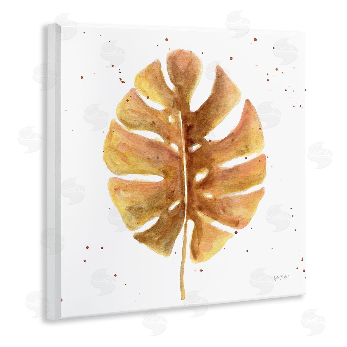 Golden Palm Leaf Wood Plaque Wall Art, Home Decor by Yvette St. Amant