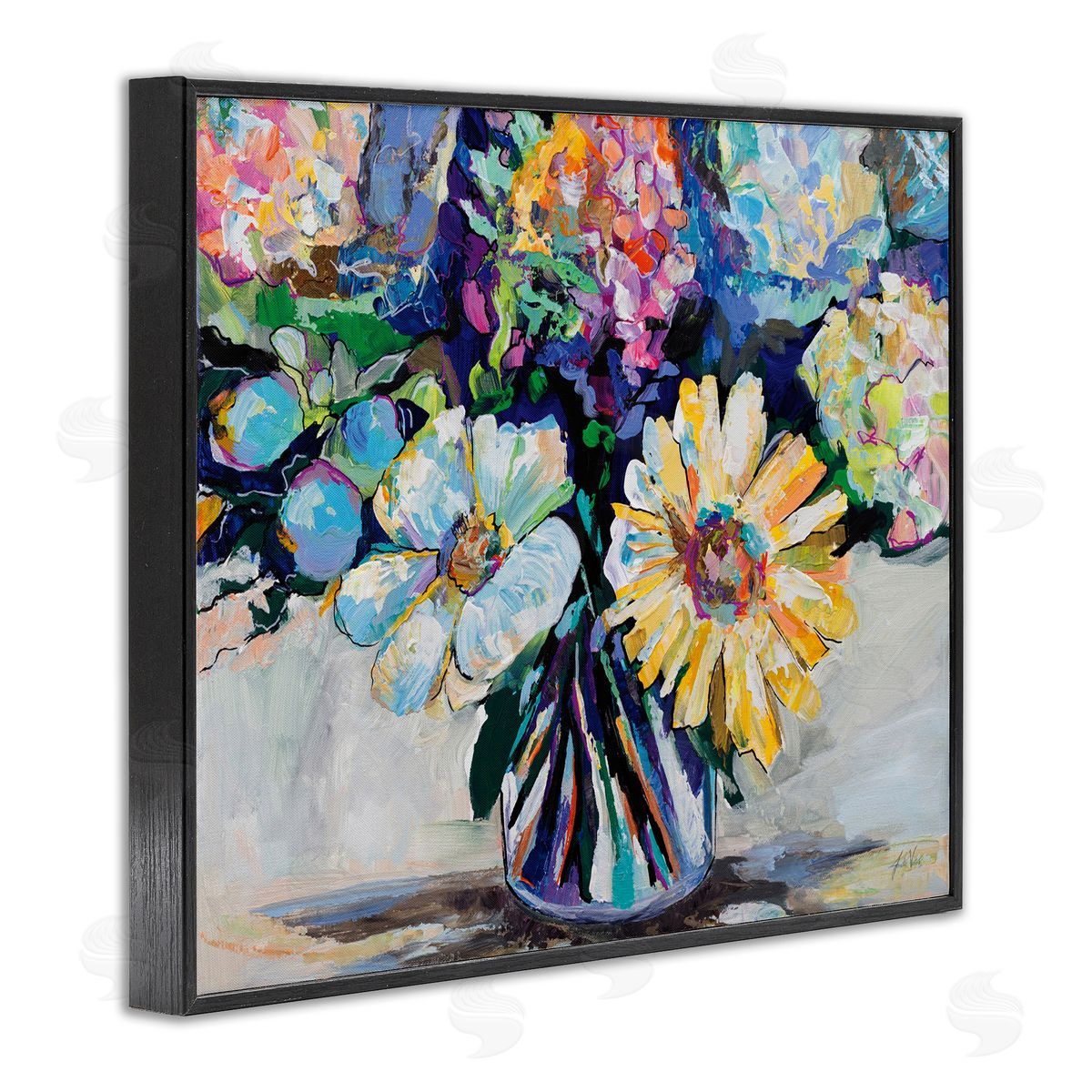 Exciting Times Bouquet Black Frame Print Wall Art, Home Decor by Jeanette Vertentes