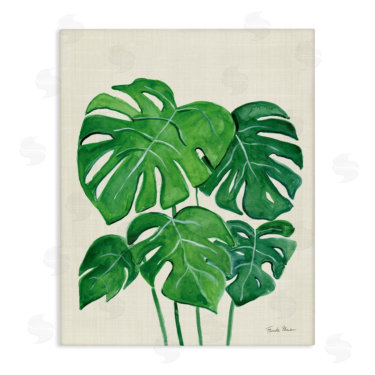 Green Monstera Bundle Canvas Wall Art, Home Decor by Farida Zaman