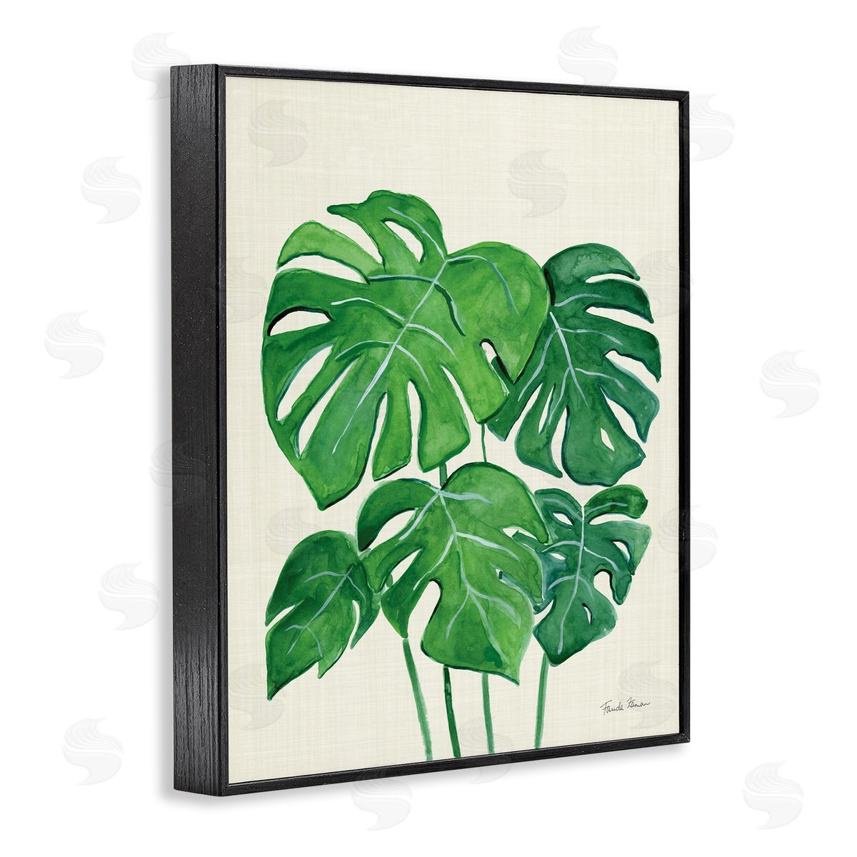 Green Monstera Bundle Black Frame Print Wall Art, Home Decor by Farida Zaman