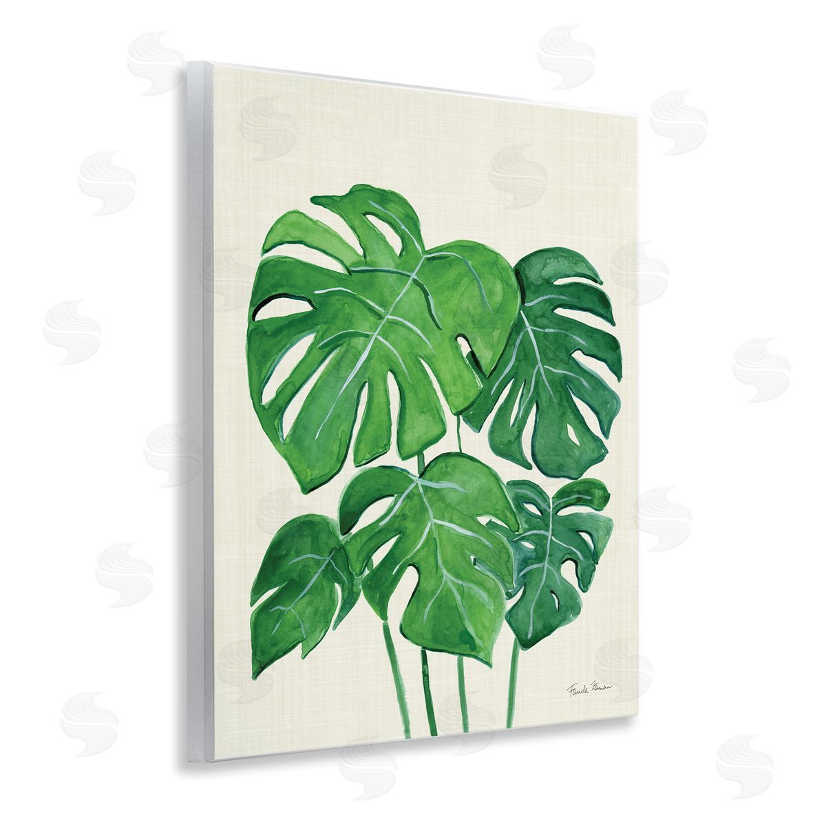 Green Monstera Bundle Wood Plaque Wall Art, Home Decor by Farida Zaman