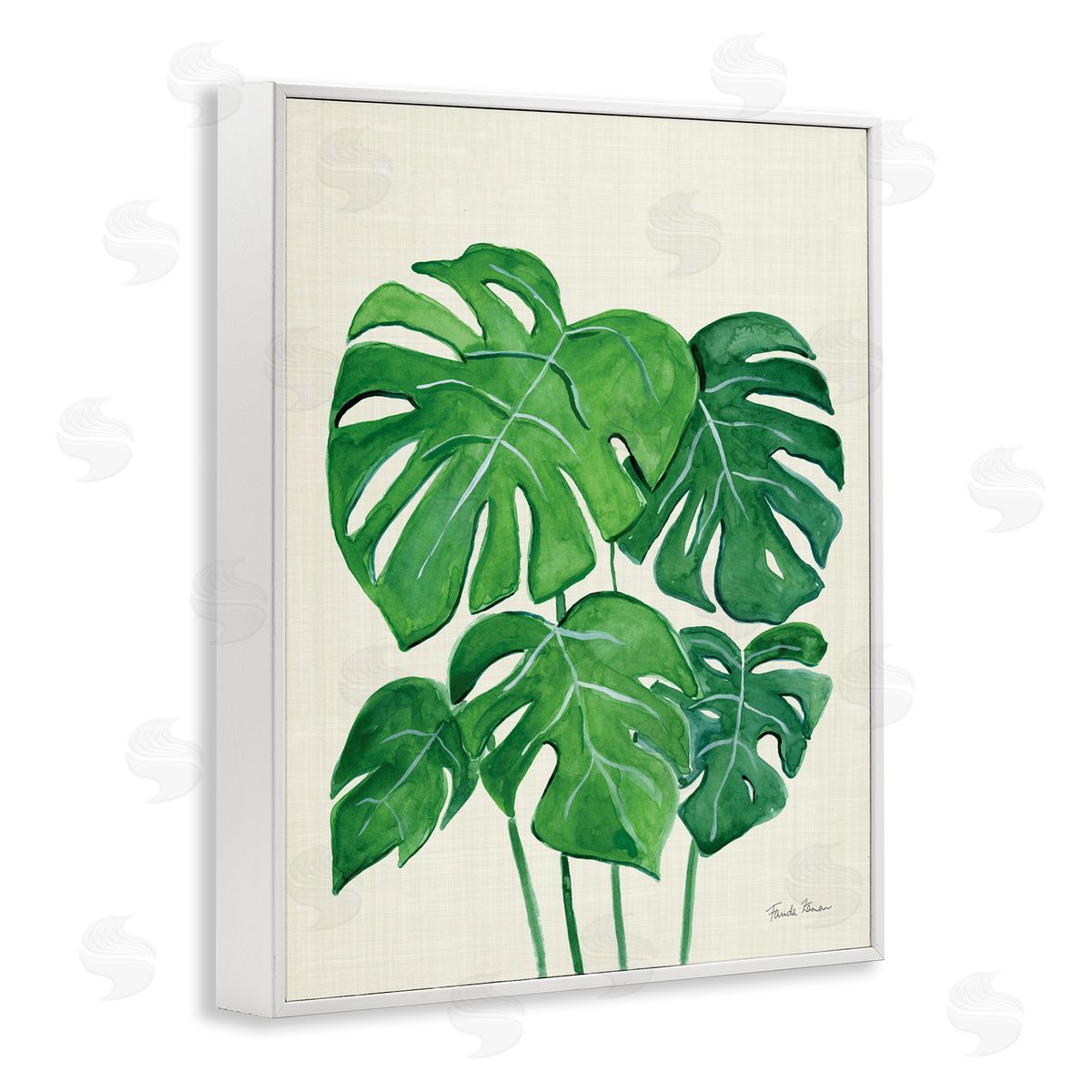 Green Monstera Bundle White Frame Print Wall Art, Home Decor by Farida Zaman